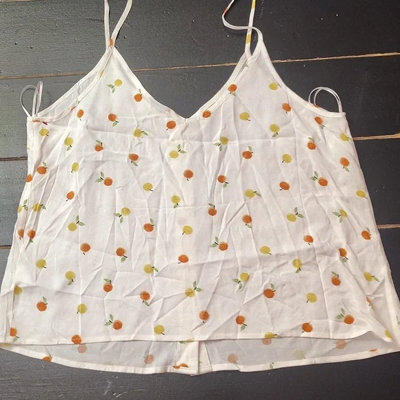 Paper Crane White Camisole with Orange and Green Accents - Picture 11 of 11